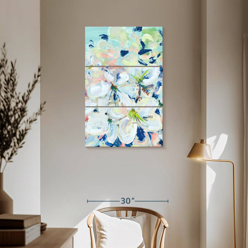 Avery White Orchids On Blue, 57" H x 36" W