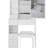 White Small Space Vanity Table With Left Drawer, Right Sliding Mirror, Multi - Layer Storage, Cushioned Stool, American Design And 29.2" Length 50.4" Height For Spaces