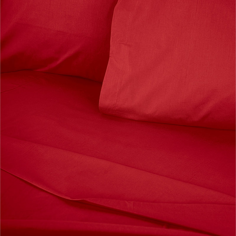 Premium King Fitted Sheet, 100% Cotton Ranforce, 63 x 79 + 11.8 Deep Pocket | 145 Thread Count, Machine Washable at 86°F, Vibrant Red Color | Soft, Breathable, and Durable Bedding for Ultimate Comfort