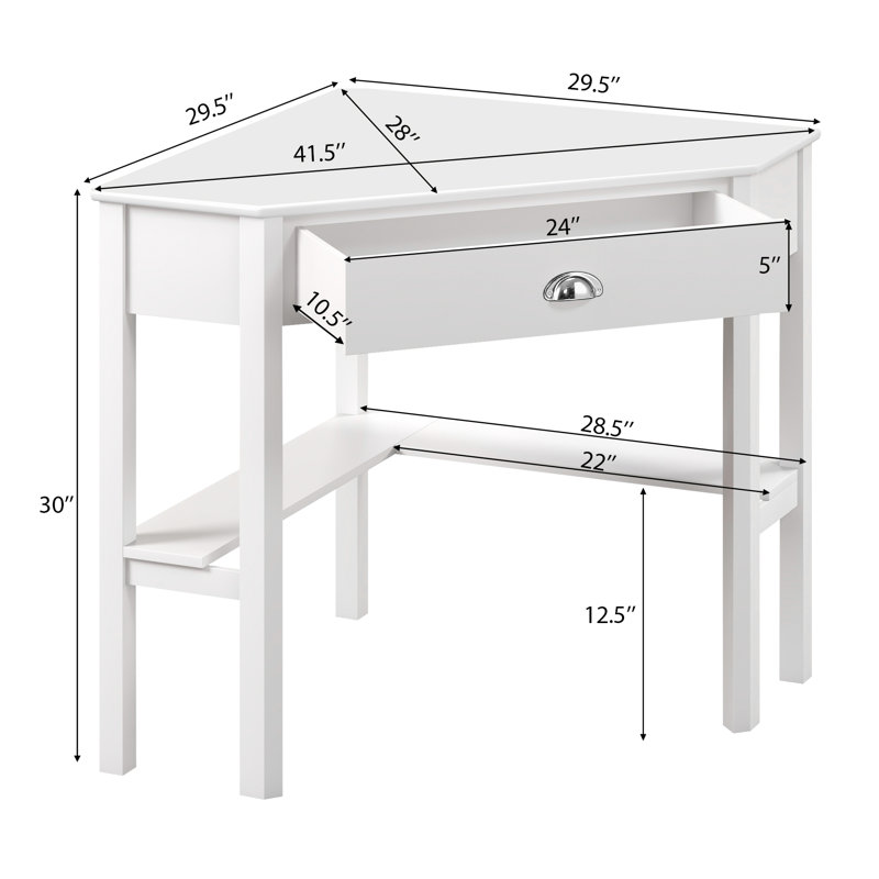 Bureau d'écriture en coin Caisyn, Blanc