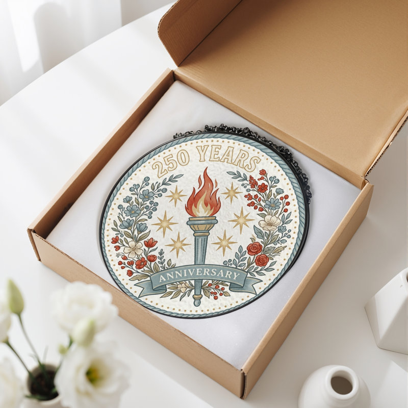 Panneau de fenêtre en verre à décoration florale 250th Anniversary, H 12 po
