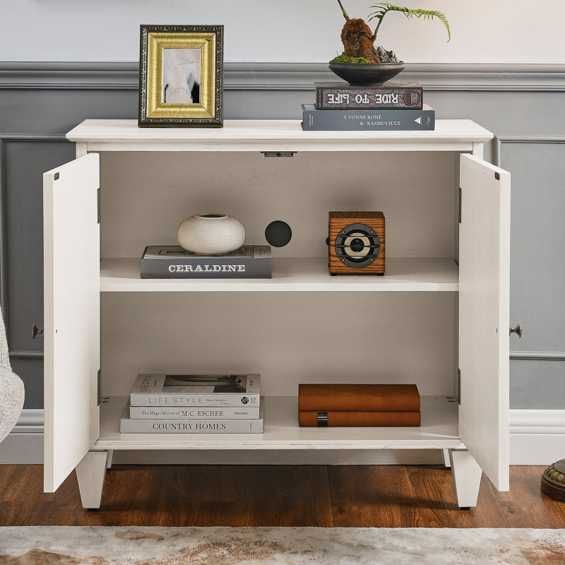 Crédence de bureau 33,6 po de largeur à 2 portes, White