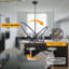 29"L x 15"W x 37.5"H 4 LED Matte Black Atom Brass Metal Pendant - Statement Piece for Your Home