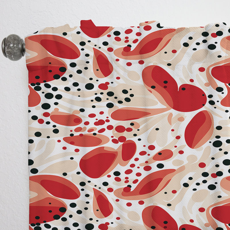 Motif à pois rouges et blancs II - rideau abstrait - rideau obscurcissant - 1 panneau, L 52 po x L 90 po