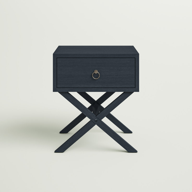 Ballentine End Table with Storage, Brushed Denim