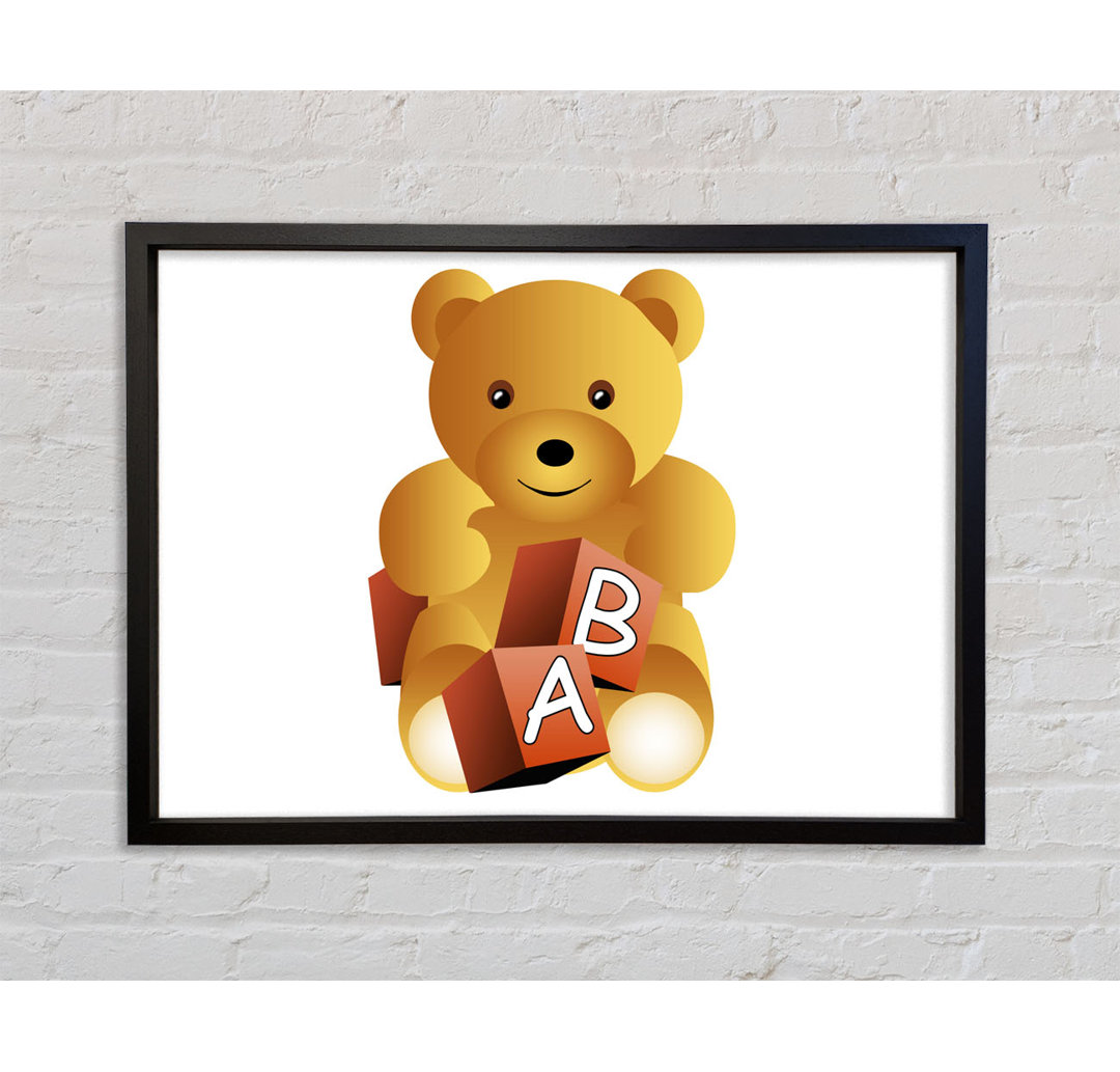 Teddybär Alphabet Blöcke Weiß - Druck