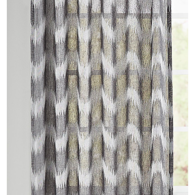 Rideau en polyester Daaud, L 54 po x L 108 po, gris