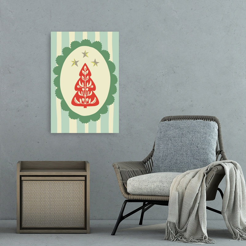 Reproduction d'art mural arbre de Noël Folk Art Modern, H 36 po x l 24 po