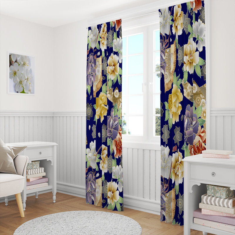 Panneau de rideau floral semi-transparent, L 20 po x L 52 po