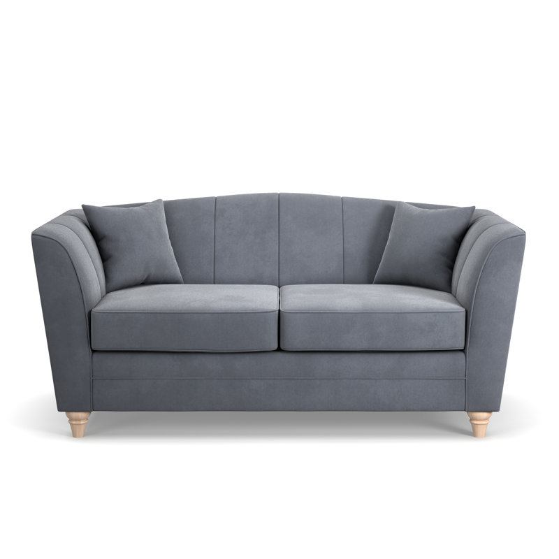 Laverton 2 Seater Velvet Flared Arm Sofa, Steel