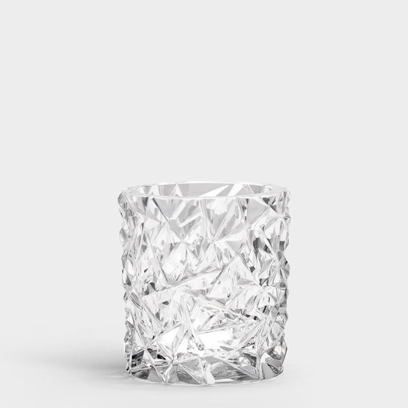 Carat Glass Tabletop Tealight Holder, 3.66" H x 3.27" W x 3.27" D