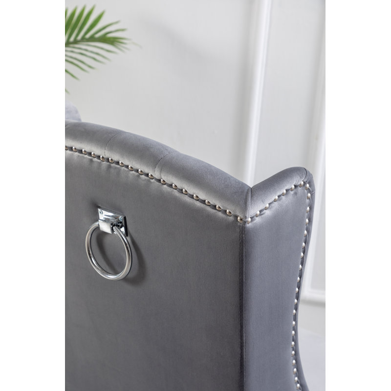 CHAISES DE TISSU DE COULEUR BEIGE FILA AVEC PIEDS ET POIGNÉES EN CHROMÉ (2 PAR BOÎTE), Gris