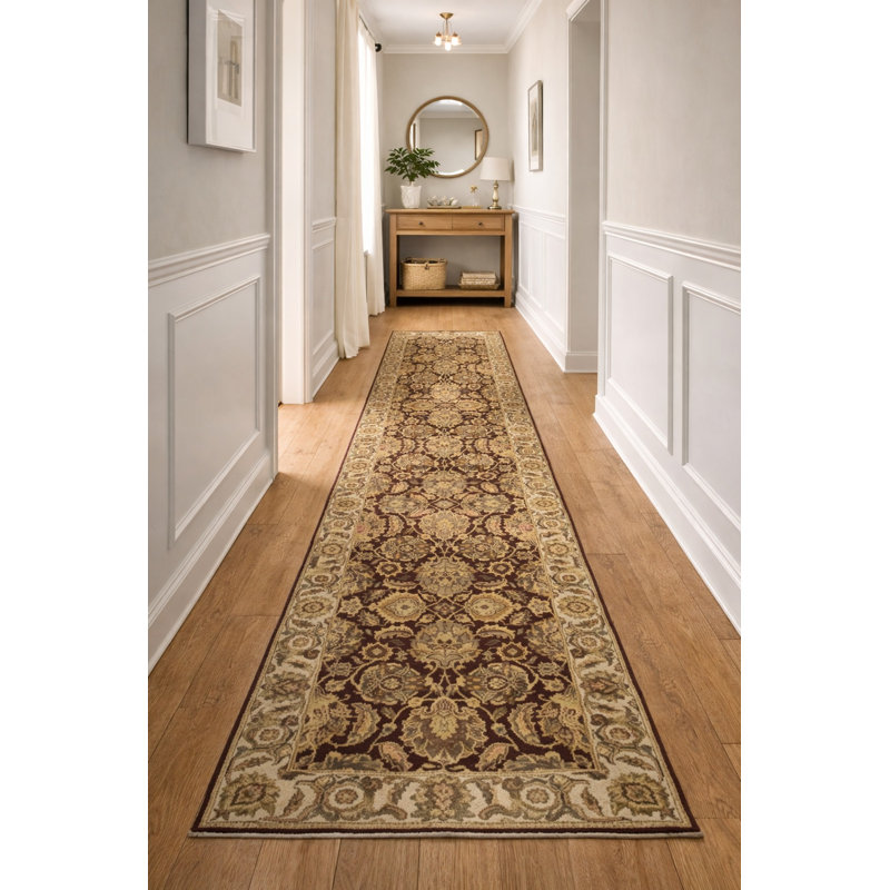 Tapis de couloir oriental rouge Maroon