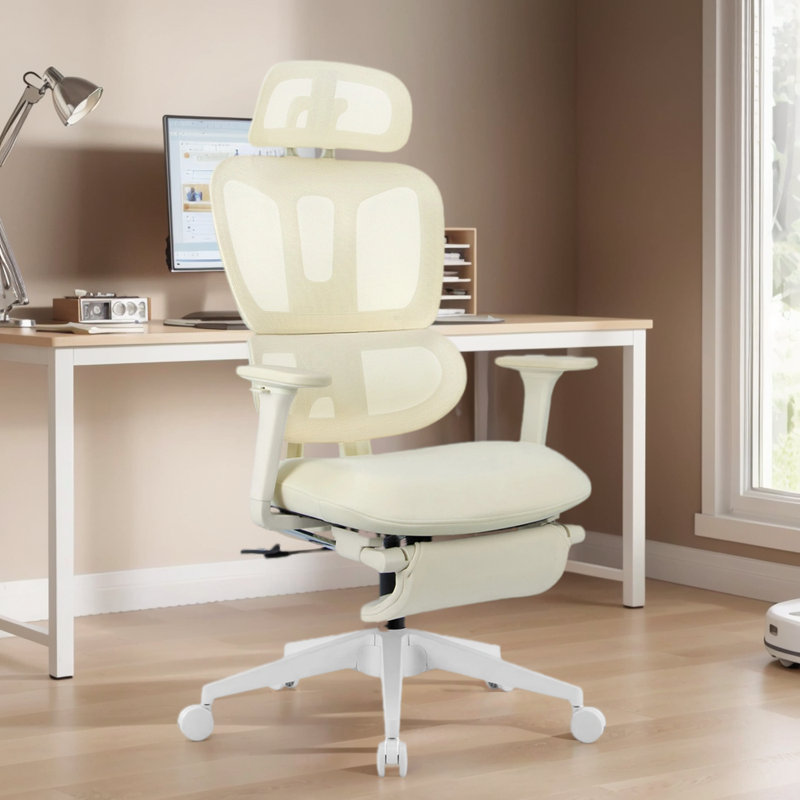 Chaise de bureau Milhollen, Beige clair