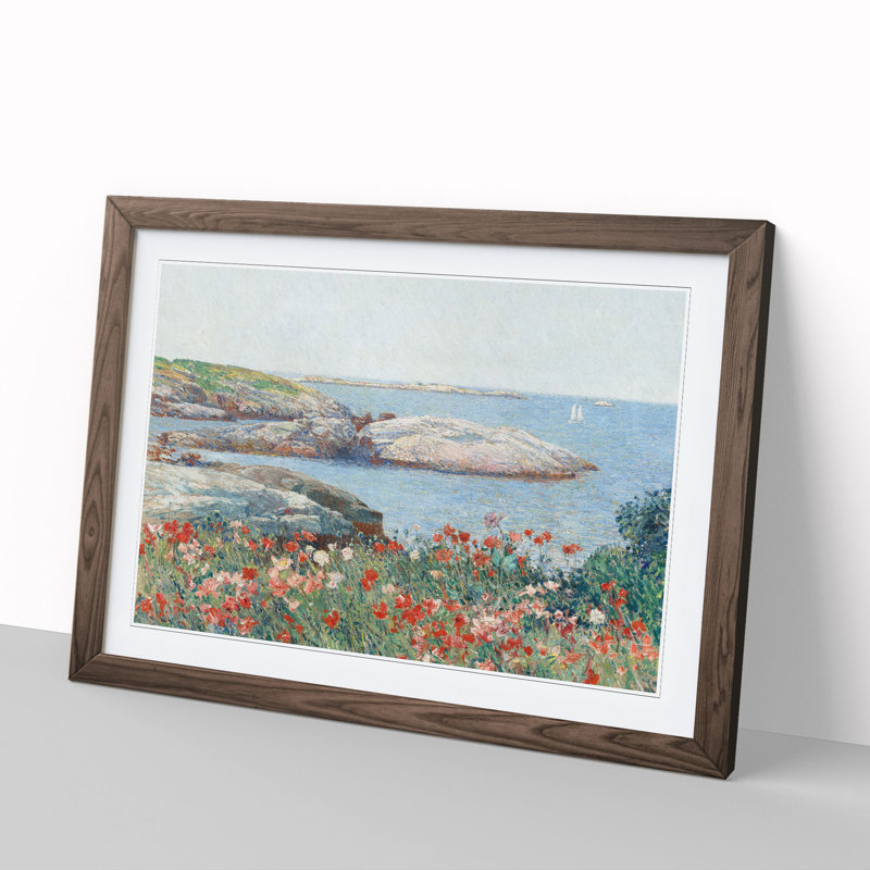 Poppies on the Isles of Shoals by Childe Hassam - Framed Print, 27cm H x 36cm W x 2cm D, Walnut Framed