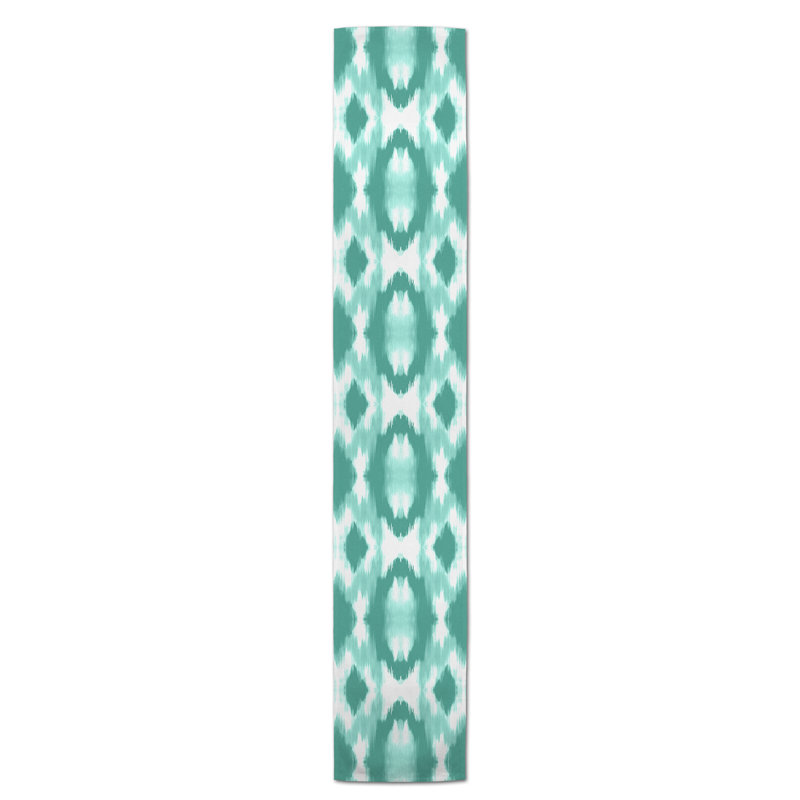 Chemin de table Westrick, Sarcelle, 90 po x 16 po, Madeley Shibori ciel