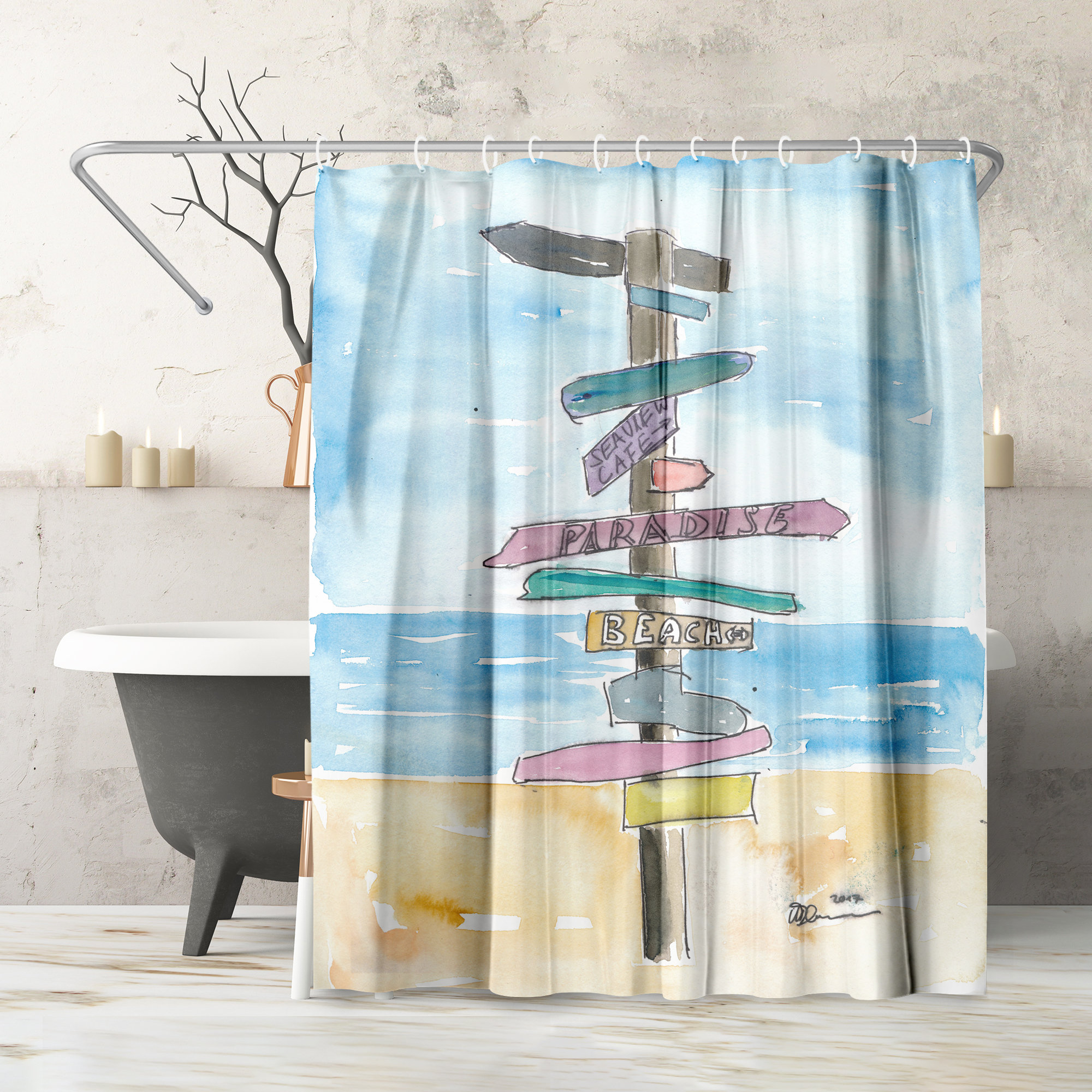 East Urban Home Coastal Shower Curtain Paradise Beach by M Bleichner