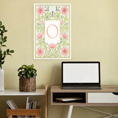 Elegant Floral Letter O Delicate Elegant Vintage Dragonfly Flower Nature Wall Art Print