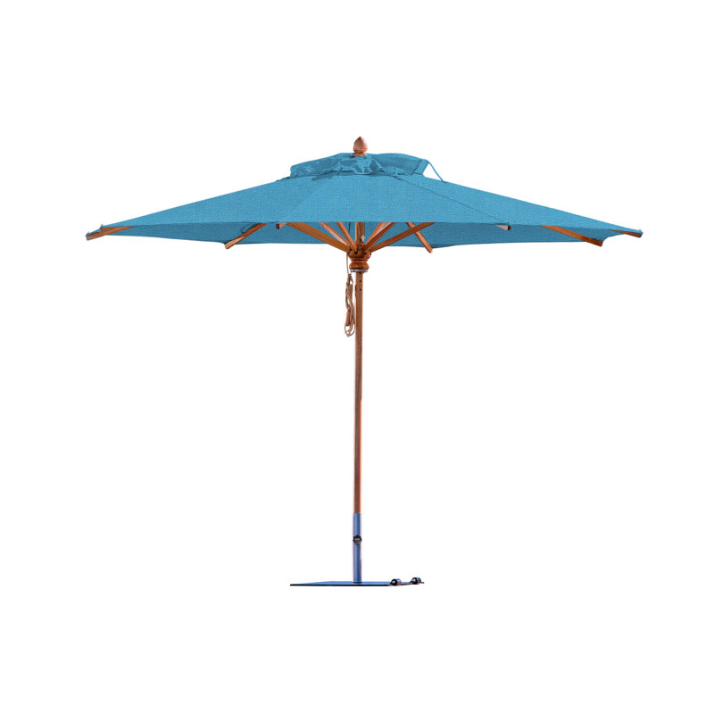 Safari 11.5' Round Umbrella, Square Metal w/ wheels+2.25" Stainless Steel Tube, 99.6" H x 137" W x 137" D, Teal