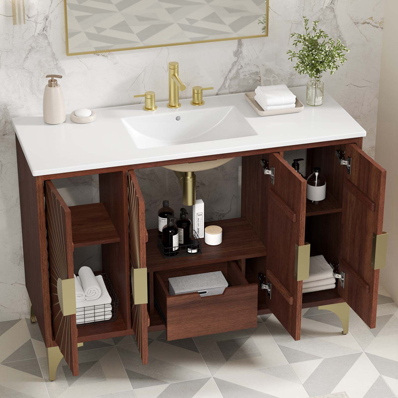 Daylight 48" Single Sink White Walnut Mango Wood Bathroom Vanity