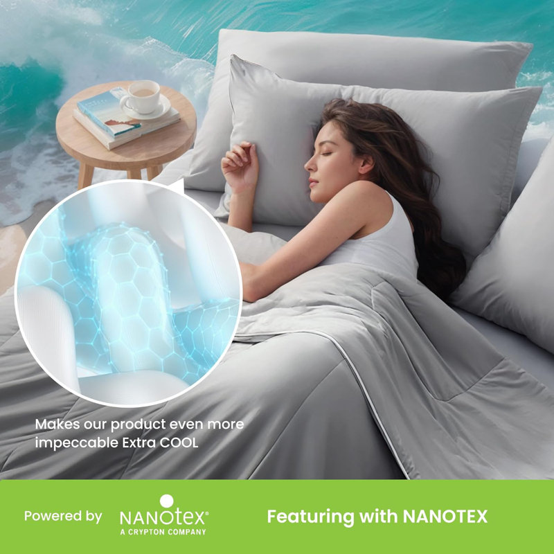 Ensemble de 2 taies d'oreiller rafraîchissantes SLEEP ZONE Nanotex, Taie d'oreiller taille double, Gris
