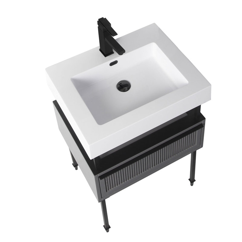 Ensemble de meuble-lavabo simple 24 po Strobel, gris, Noir
