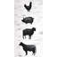 Animaux de ferme, reproduction encadrée avec passe-partout | Décoration de cuisine