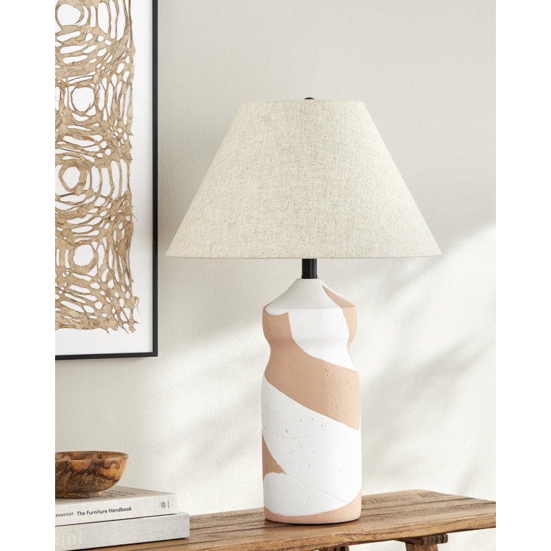 Lampe de table Dena, Blanc / Rose, Ivoire ivoire