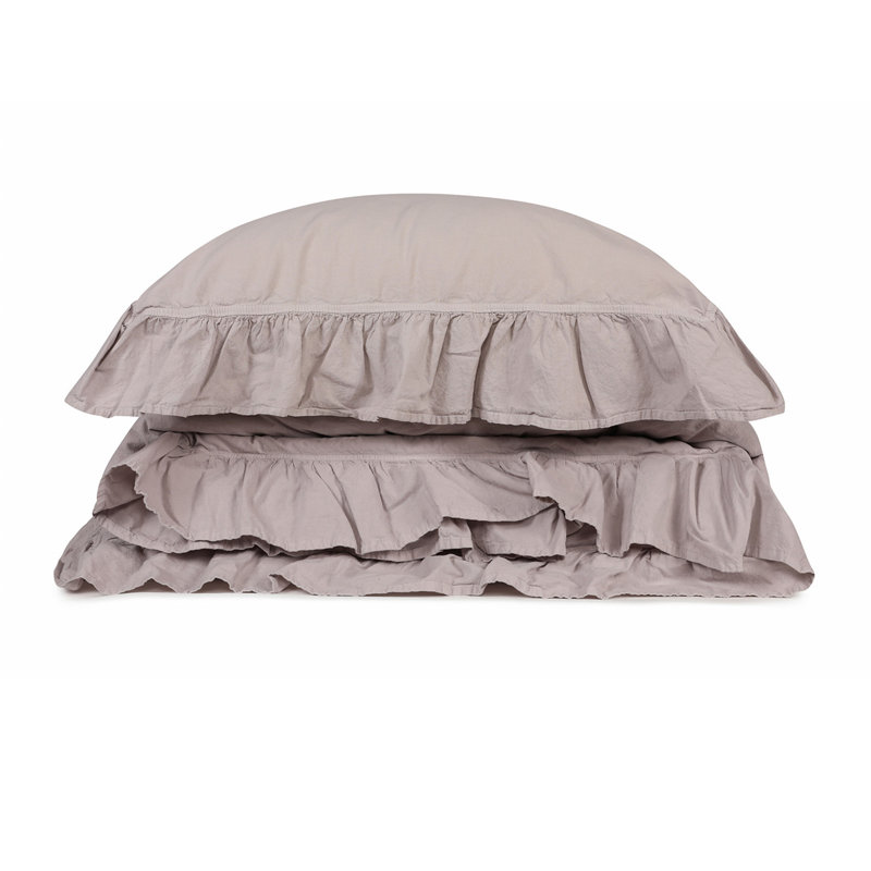 Ensemble de housse de couette 100% coton Landwehr, Housse de couette très grand + 2 très grandes ta, Gris