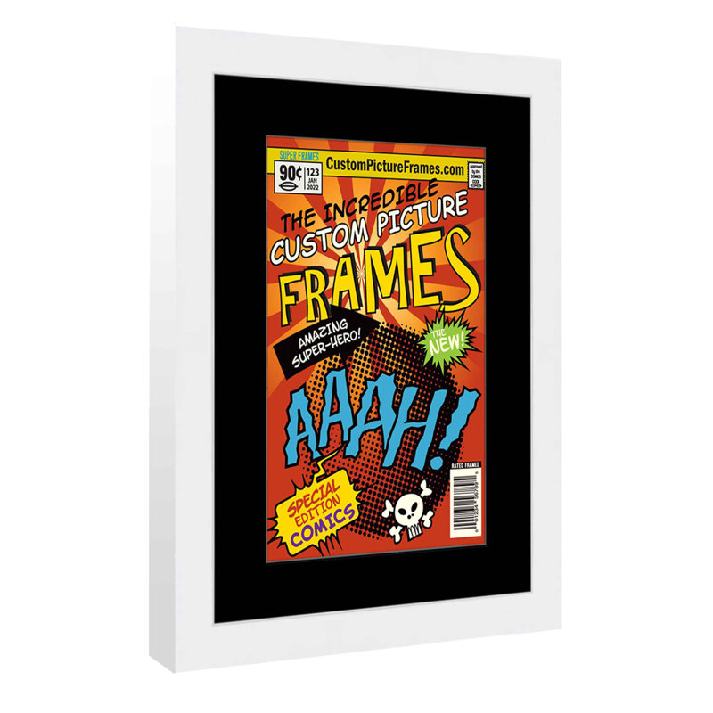 Wood Picture Frame with Mat, White/Black, 7.25" x 10.5"