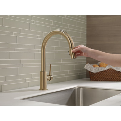 Robinet d'évier de cuisine à poignée simple avec pulvérisateur rétractable Trinsic
