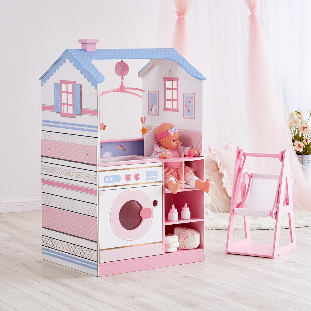 Olivia Little World Wickelstation für Baby-Puppen mit Aufbewahrung – Puppenhaus, Rosa