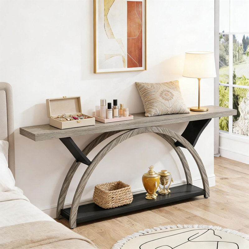 Table d'appoint à 2 niveaux, table de vestibule, table console