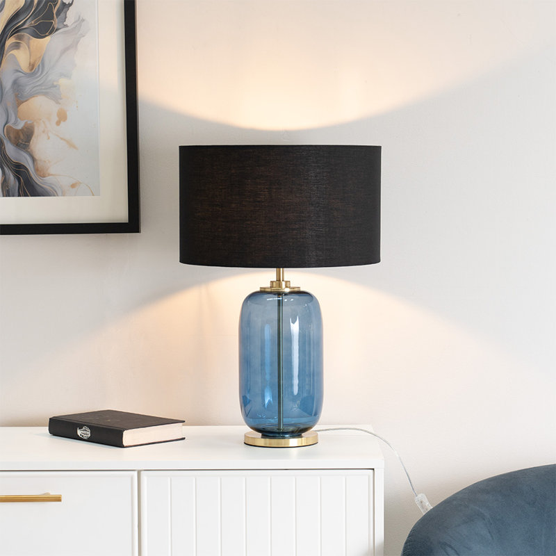 Anacristina Glass Table Lamp, Blue, Charcoal