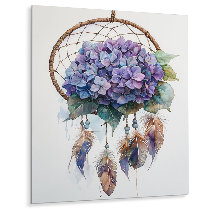 Hydrangea Dreamcatcher II - Hydrangea, décoration murale en métal, reproduction d'art traditionnelle en métal