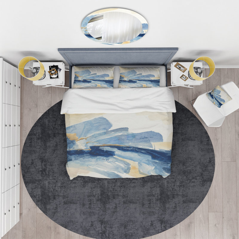 Ensemble de housse de couette Metallic Gold Indigo I - Modern Glam - Microfibre polyester, Housse simple + 1 taie décorative