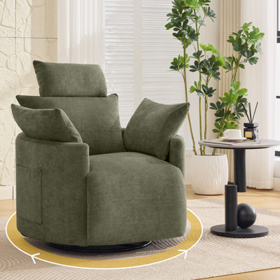 Round Swivel Recliner with Adjustable Headrest, Power & Manual Options