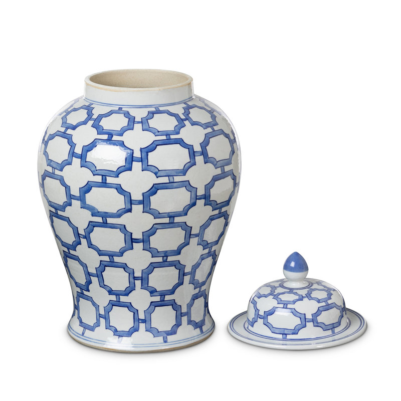 Imperial Ceramic Ginger Jar, Blue And White