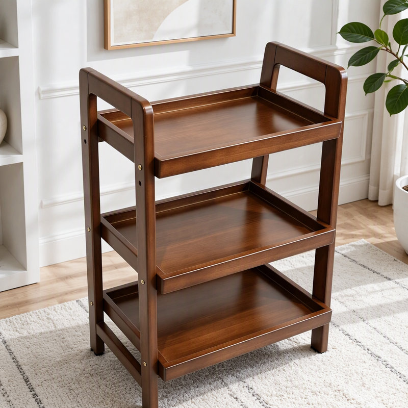 Étagère échelle à 3 niveaux 100 % bois massif, petite bibliothèque en bois massif, étagère échelle en bois d'hévéa massif pour petits espaces