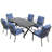 Outdoor Metal Patio Dining Set Stackable Soft Cushioned Ergonomics Dining Armchairs & Rectangular Table-33960566