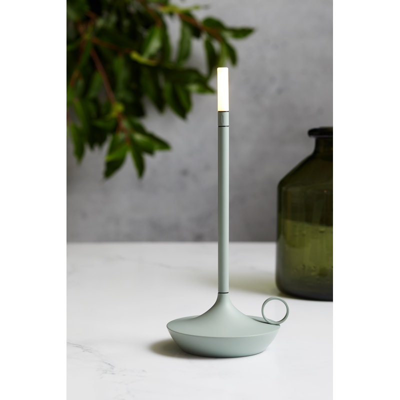 Candle-Inspired Portable Rechargeable Lamp - Wick, Sage Green, 10.2" H x 4.7" W x 4.7" D