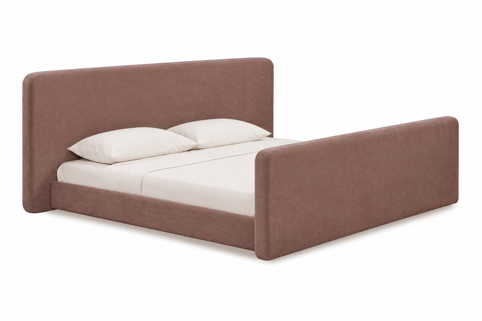 Boucle Upholstered Bed, Queen, Brown Velvet