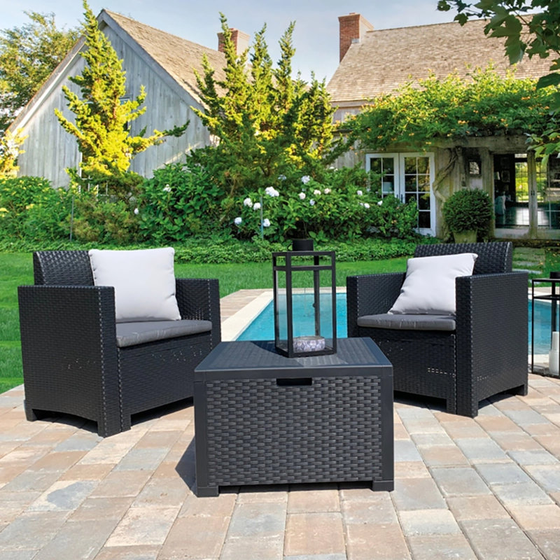 Outdoor Lounge Set Neptune, Garden Set with Cushions, Rattan Effect, Anthracite