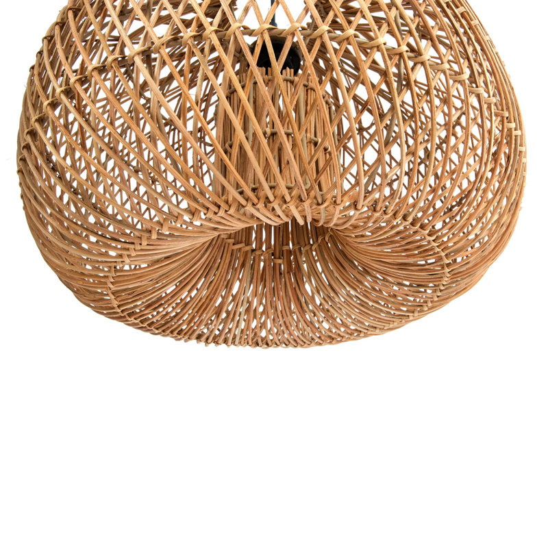 1 - Light Rattan Chandelier, 14" H x 18" W x 18" D