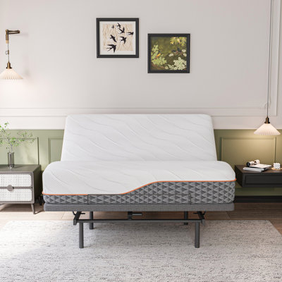 Adjustable Bed with 14" Hybrid Mattress, Massage, Wireless Remote, App Control, Zero Gravity, Underbed Light, USB & Type C Ports on both sides