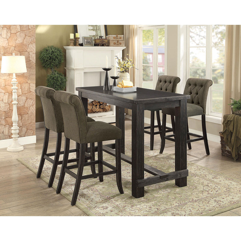 Biyron Bar Stool, Gray Polyester/Antique Black Frame, Counter Stool (25.5" Seat Height)