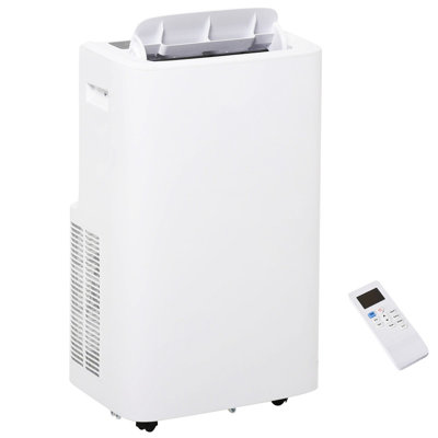 HOMCOM 12000 BTU Portable Air Conditioner for Rooms Uo to 549 Sq.Ft., 4-in-1 Mobile AC Unit with Dehumidifier, Cooling Fan, Sleep Mode, Remote Control, 24H Timer, Window Installation Kit, White