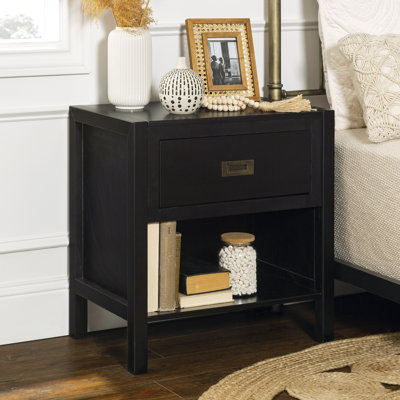 Hivernage 1-Drawer Solid Wood Nightstand