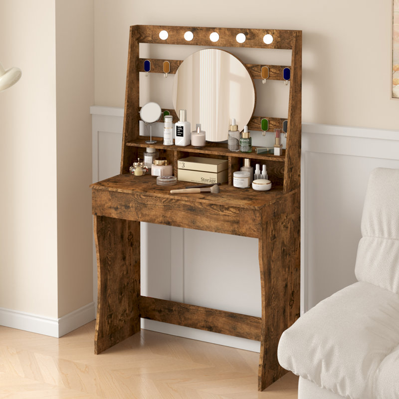 Tamme Dressing Table with Mirror, Brown