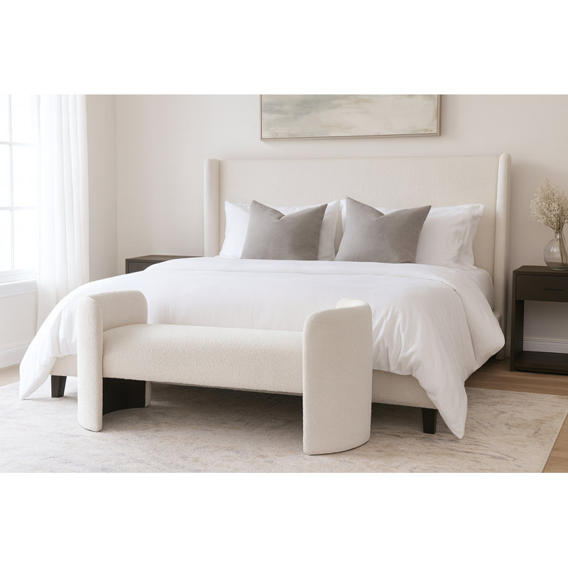 Banc en tissu Peyton Boucle, Tissu crème bouclé